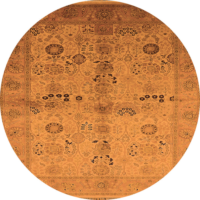 Round Oriental Orange Traditional Rug, urb2954org