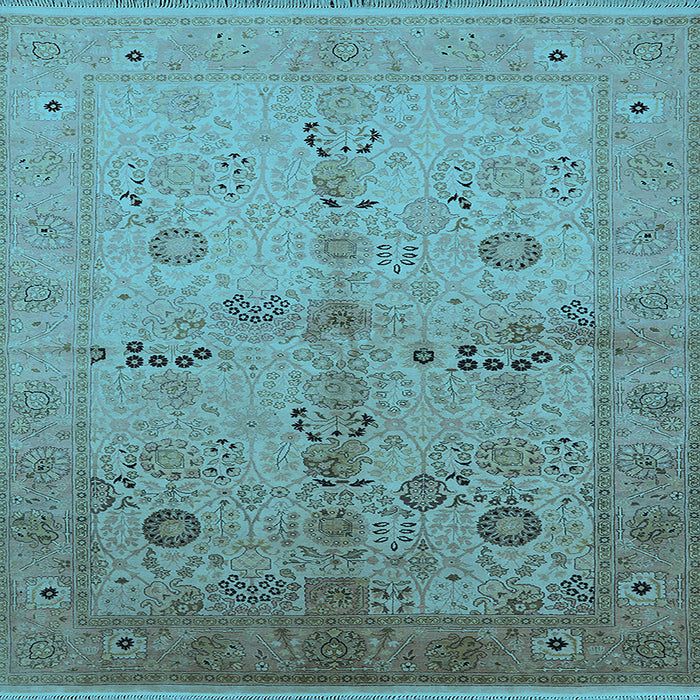 Square Oriental Light Blue Traditional Rug, urb2954lblu