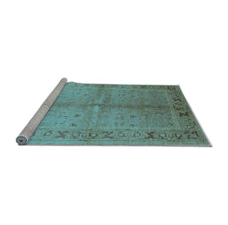 Sideview of Machine Washable Oriental Light Blue Traditional Rug, wshurb2955lblu