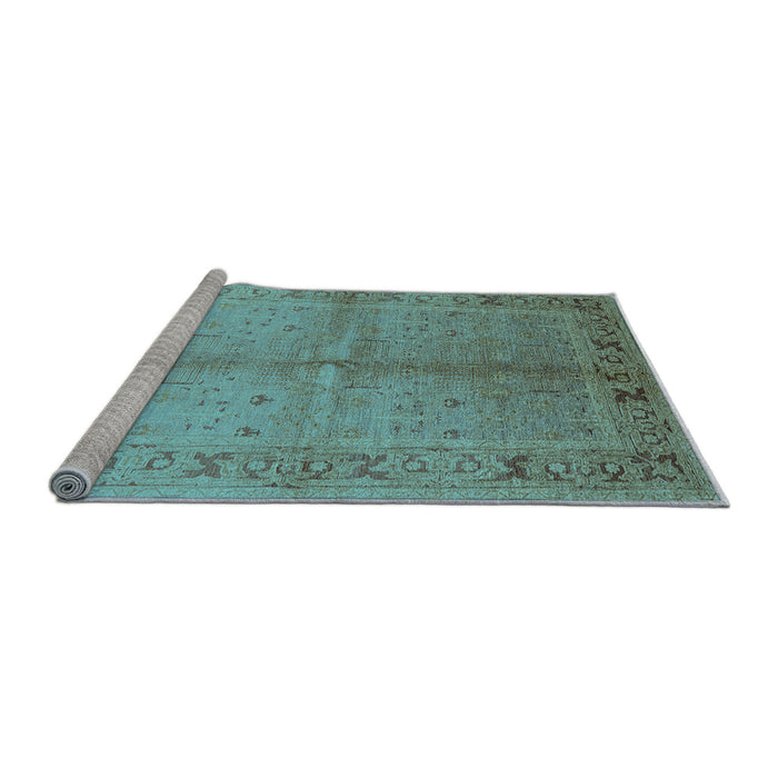 Sideview of Machine Washable Oriental Light Blue Traditional Rug, wshurb2955lblu