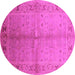 Round Oriental Pink Traditional Rug, urb2955pnk