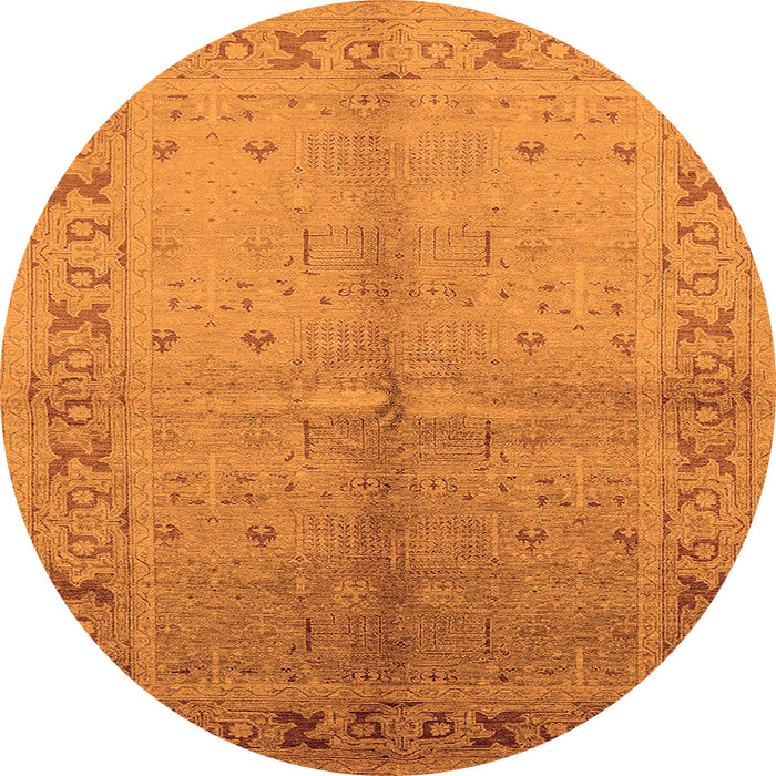 Round Oriental Orange Traditional Rug, urb2955org