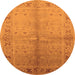 Round Machine Washable Oriental Orange Traditional Area Rugs, wshurb2955org