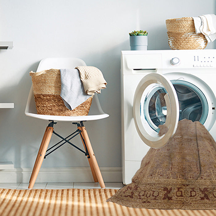 Machine Washable Industrial Modern Light Brown Rug in a Washing Machine, wshurb2955