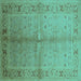 Square Oriental Turquoise Traditional Rug, urb2955turq