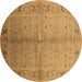 Round Oriental Brown Traditional Rug, urb2955brn