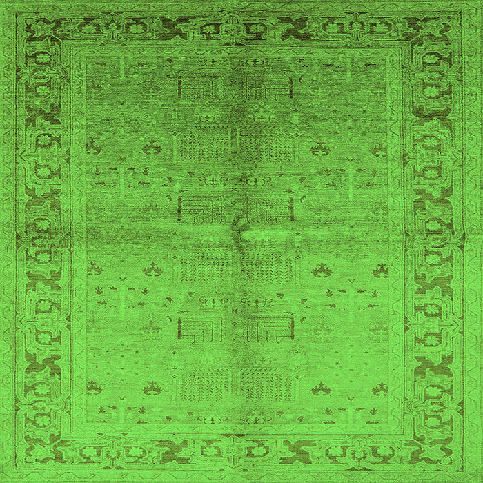Square Oriental Green Traditional Rug, urb2955grn