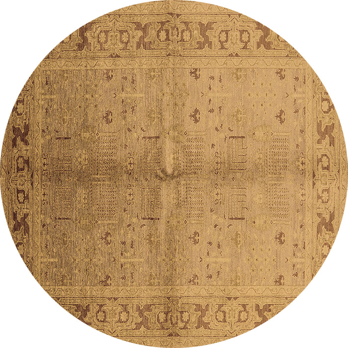 Round Machine Washable Oriental Brown Traditional Rug, wshurb2955brn