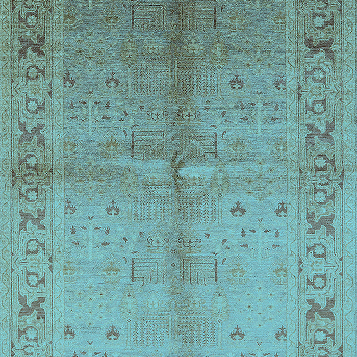 Machine Washable Oriental Light Blue Traditional Rug, wshurb2955lblu