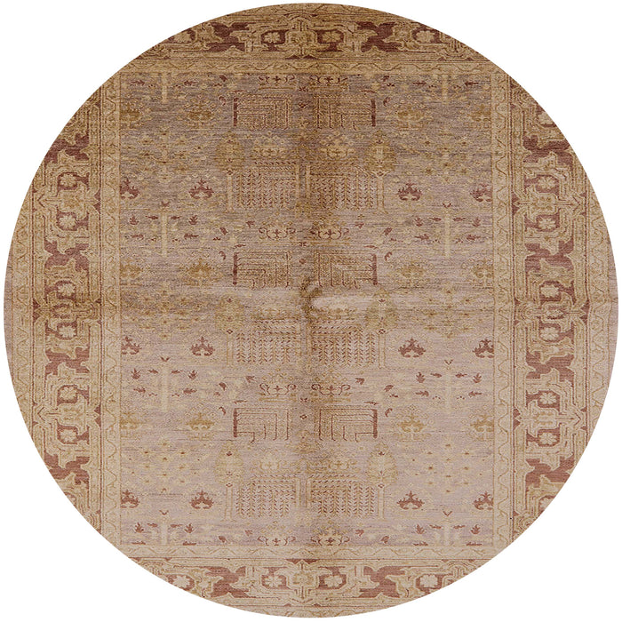 Round Mid-Century Modern Light Brown Oriental Rug, urb2955