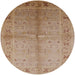 Round Mid-Century Modern Light Brown Oriental Rug, urb2955