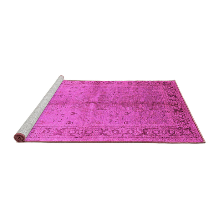 Sideview of Machine Washable Oriental Pink Traditional Rug, wshurb2955pnk