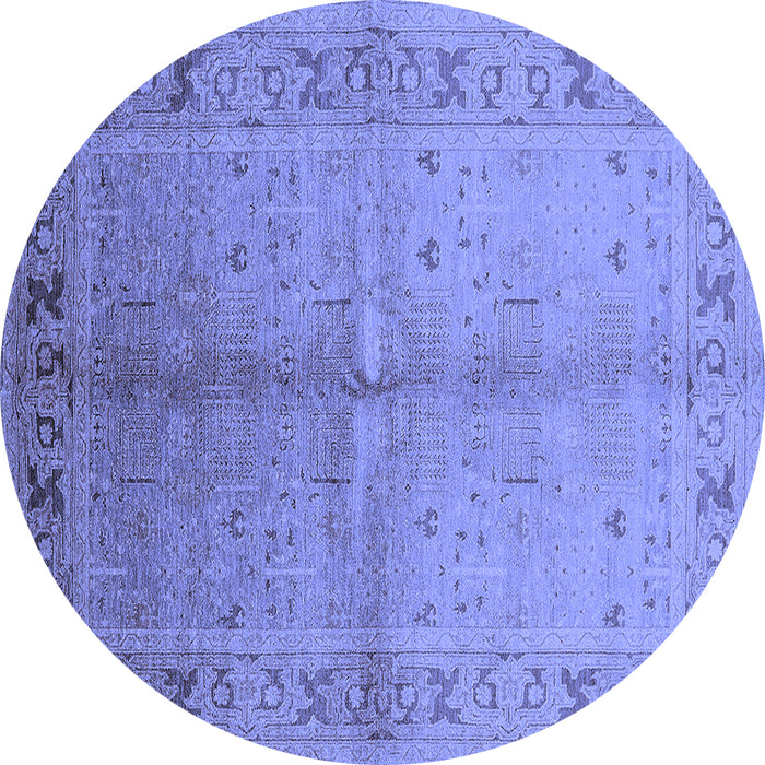 Round Oriental Blue Traditional Rug, urb2955blu