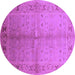 Round Oriental Purple Traditional Rug, urb2955pur