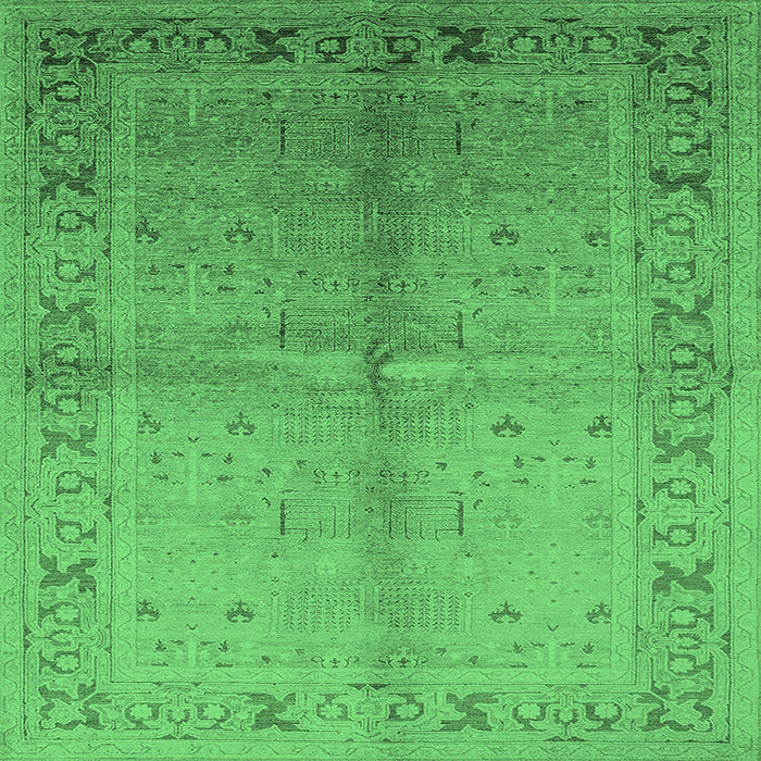 Square Machine Washable Oriental Emerald Green Traditional Area Rugs, wshurb2955emgrn