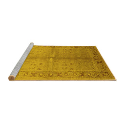 Sideview of Machine Washable Oriental Yellow Traditional Rug, wshurb2955yw