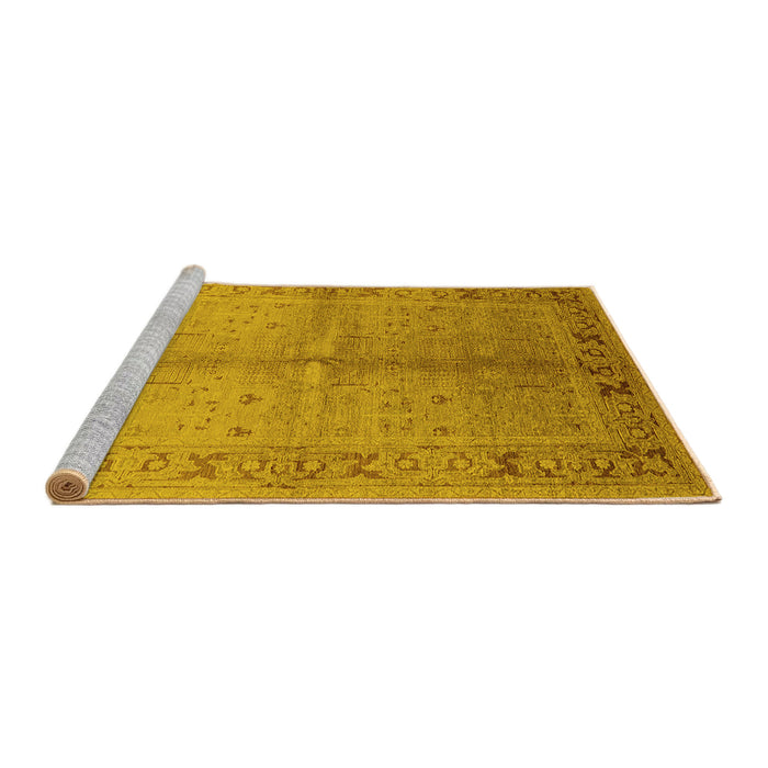 Sideview of Machine Washable Oriental Yellow Traditional Rug, wshurb2955yw