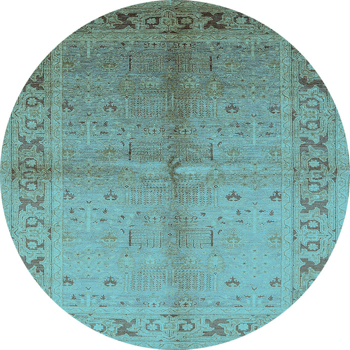 Round Oriental Light Blue Traditional Rug, urb2955lblu