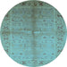 Round Oriental Light Blue Traditional Rug, urb2955lblu