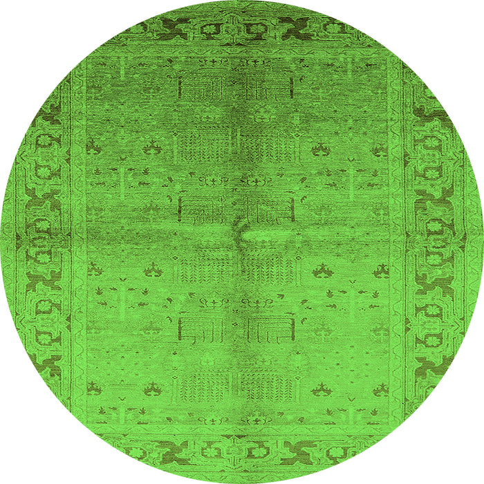 Round Oriental Green Traditional Rug, urb2955grn