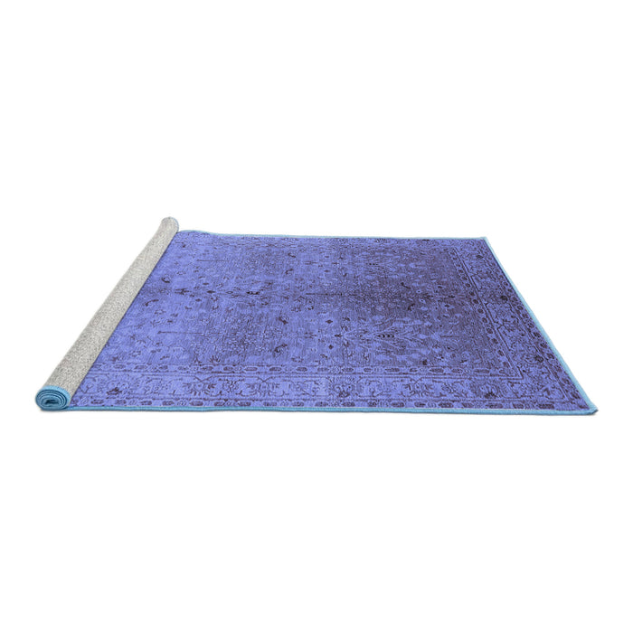 Sideview of Machine Washable Oriental Blue Traditional Rug, wshurb2956blu