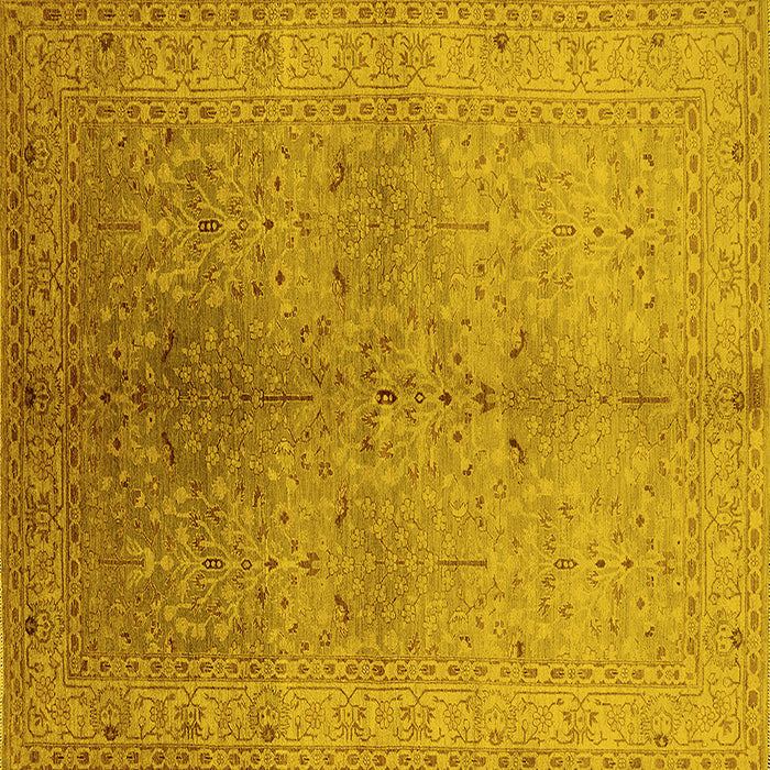 Square Machine Washable Oriental Yellow Traditional Rug, wshurb2956yw