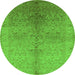 Round Oriental Green Traditional Rug, urb2956grn