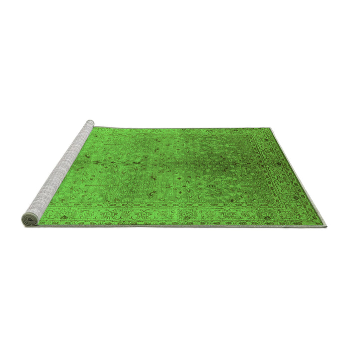 Sideview of Machine Washable Oriental Green Traditional Area Rugs, wshurb2956grn
