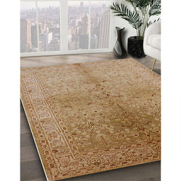 Mid-Century Modern Brown Sand Brown Oriental Rug in Family Room, urb2956