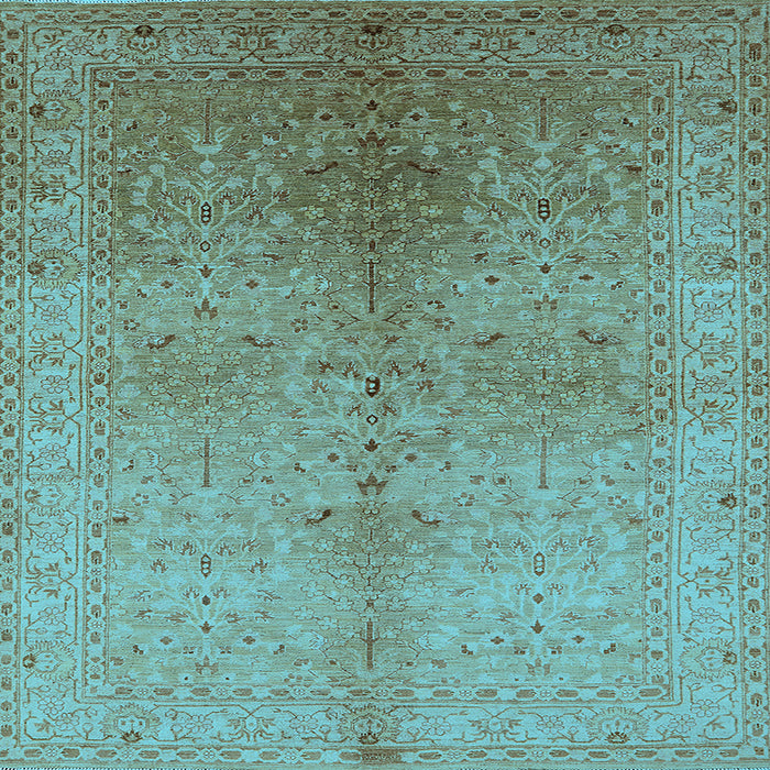 Square Oriental Light Blue Traditional Rug, urb2956lblu