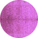 Round Oriental Purple Traditional Rug, urb2956pur