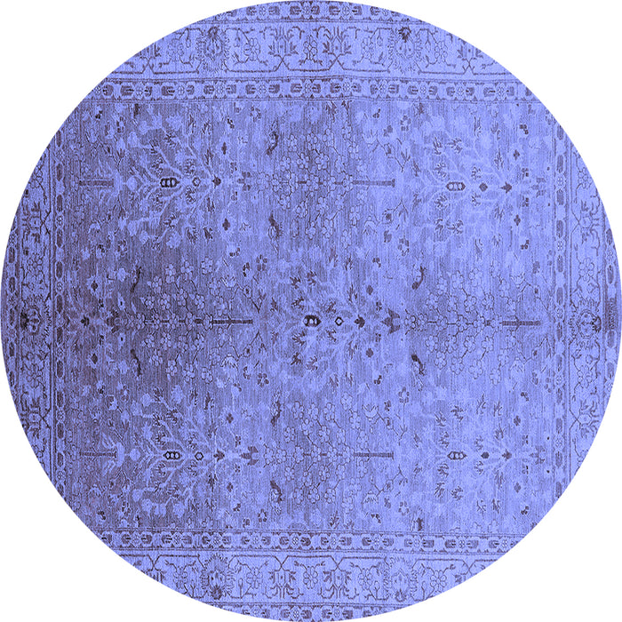 Round Oriental Blue Traditional Rug, urb2956blu