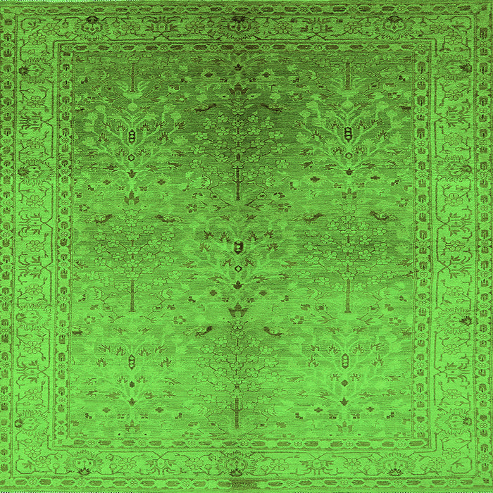 Square Machine Washable Oriental Green Traditional Area Rugs, wshurb2956grn