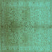 Square Oriental Turquoise Traditional Rug, urb2956turq
