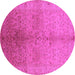 Round Oriental Pink Traditional Rug, urb2956pnk