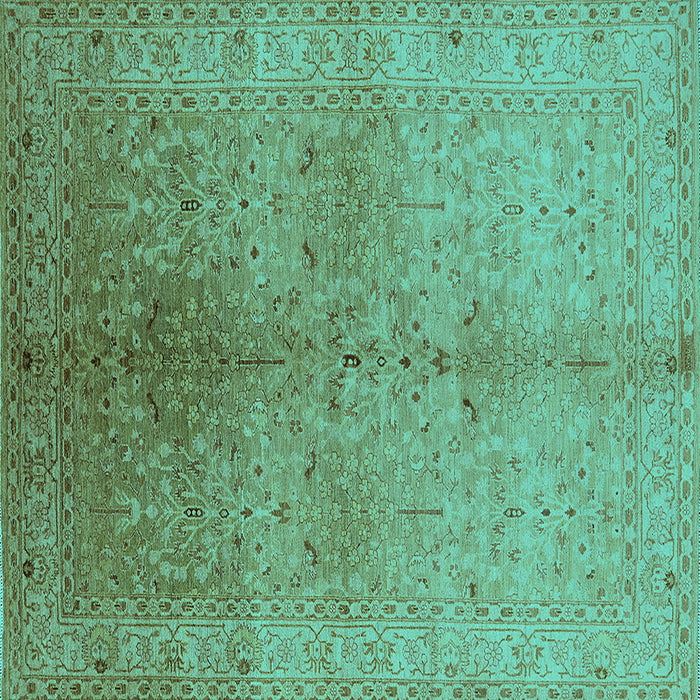 Square Machine Washable Oriental Turquoise Traditional Area Rugs, wshurb2956turq