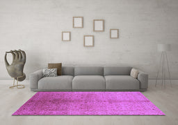 Machine Washable Oriental Purple Traditional Area Rugs in a Living Room, wshurb2956pur