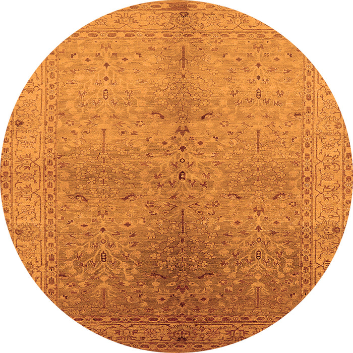 Round Oriental Orange Traditional Rug, urb2956org