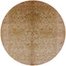 Round Mid-Century Modern Brown Sand Brown Oriental Rug, urb2956