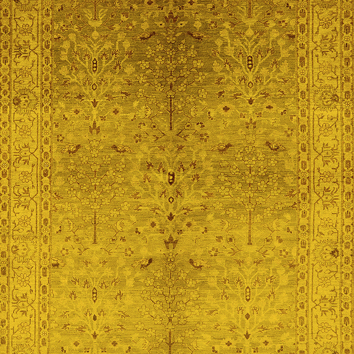 Machine Washable Oriental Yellow Traditional Rug, wshurb2956yw