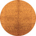 Round Machine Washable Oriental Orange Traditional Area Rugs, wshurb2956org