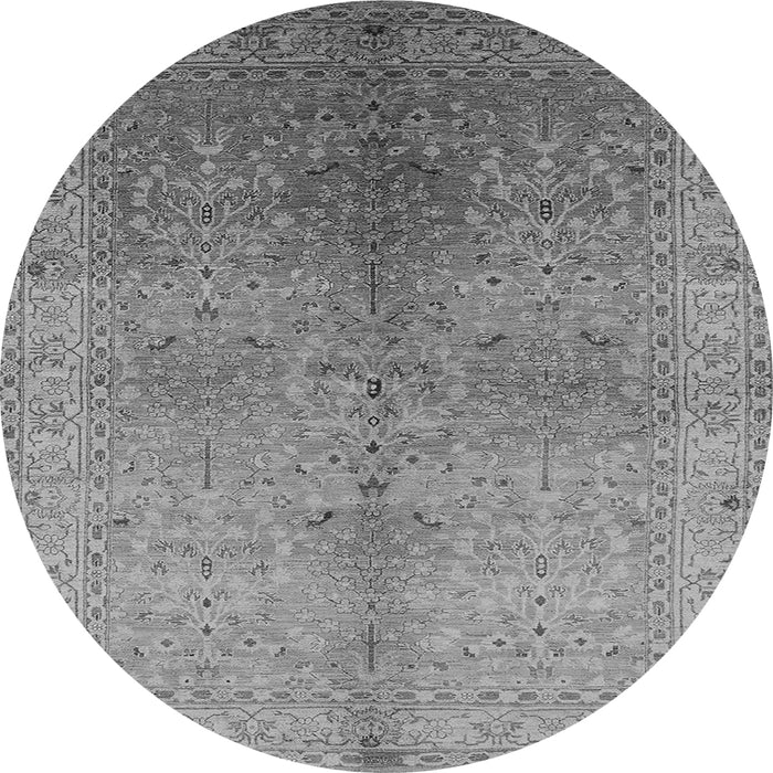 Round Machine Washable Oriental Gray Traditional Rug, wshurb2956gry