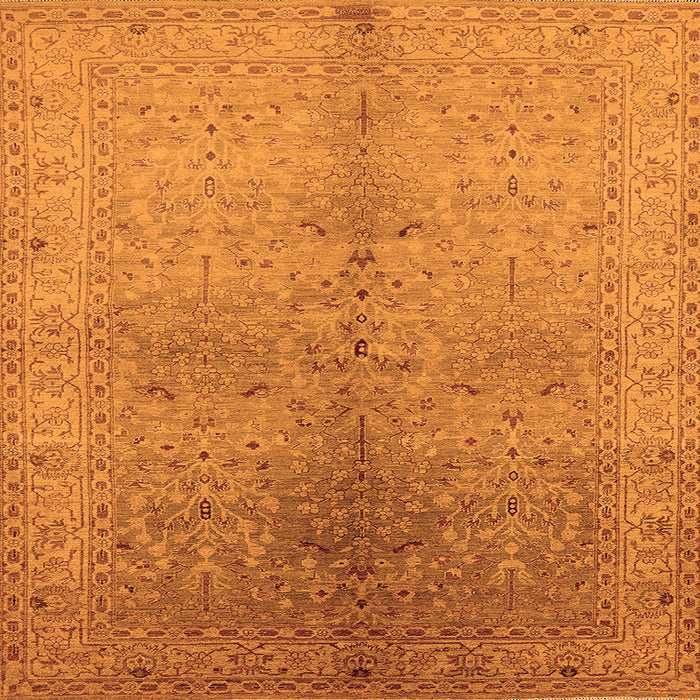 Square Machine Washable Oriental Orange Traditional Area Rugs, wshurb2956org