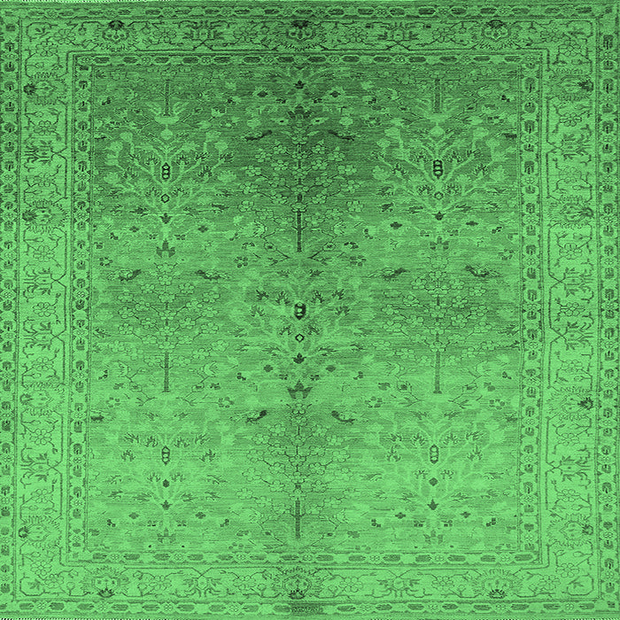 Square Oriental Emerald Green Traditional Rug, urb2956emgrn