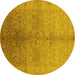 Round Oriental Yellow Traditional Rug, urb2956yw