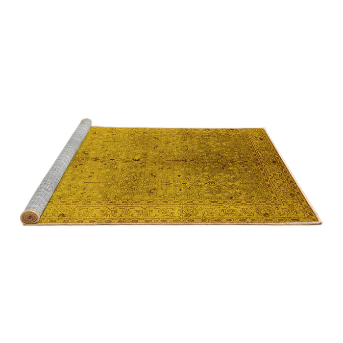 Sideview of Machine Washable Oriental Yellow Traditional Rug, wshurb2956yw