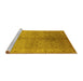 Sideview of Machine Washable Oriental Yellow Traditional Rug, wshurb2956yw