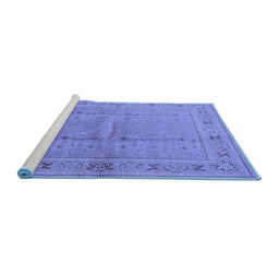 Sideview of Machine Washable Oriental Blue Industrial Rug, wshurb2957blu