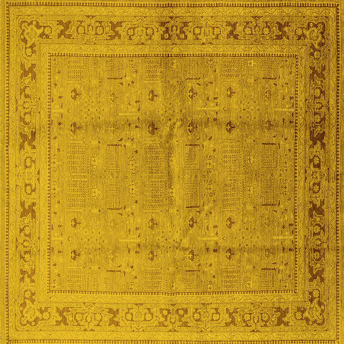 Square Machine Washable Oriental Yellow Industrial Rug, wshurb2957yw