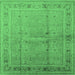 Square Machine Washable Oriental Emerald Green Industrial Area Rugs, wshurb2957emgrn